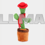 Танцующий кактус Dancing Cactus в горшке с подсветкой повторяет звуки 120 мелодий красный